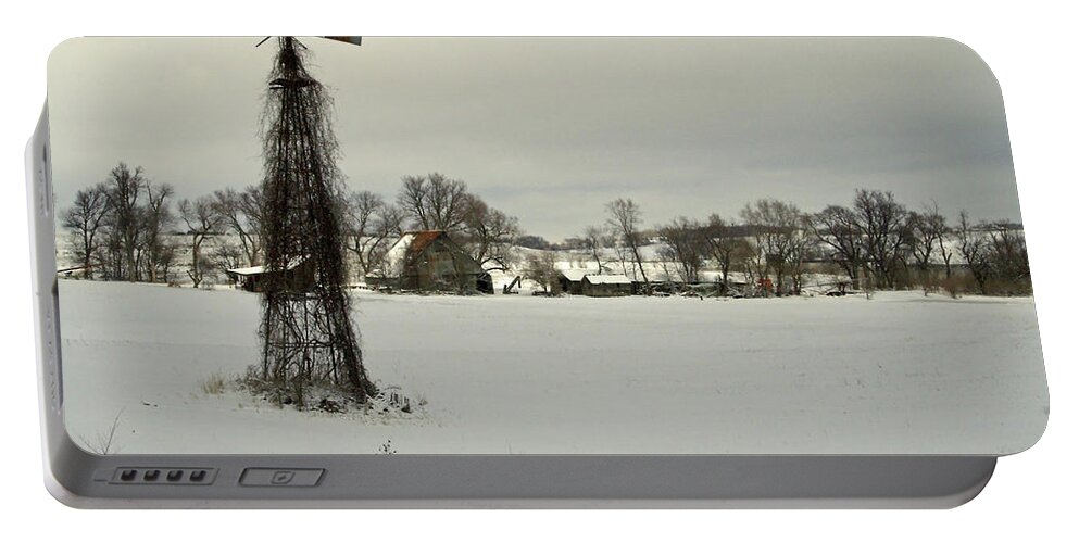Barns Portable Battery Charger featuring the photograph Winter On The Farm #1 by Ed Peterson