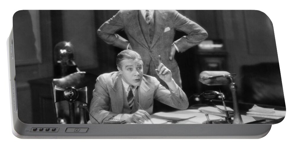 -offices- Portable Battery Charger featuring the photograph Silent Film Still: Offices #10 by Granger