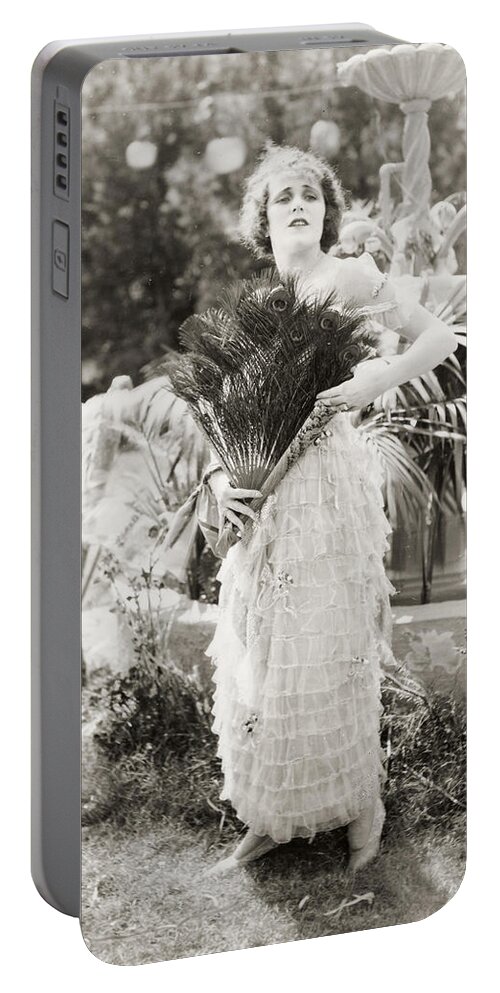 -women Single Figures- Portable Battery Charger featuring the photograph Silent Film Still: Woman #10 by Granger