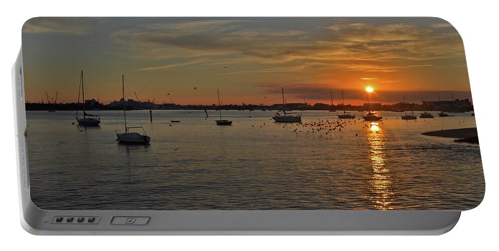 Seagulls Portable Battery Charger featuring the photograph 18- Long Days End by Joseph Keane