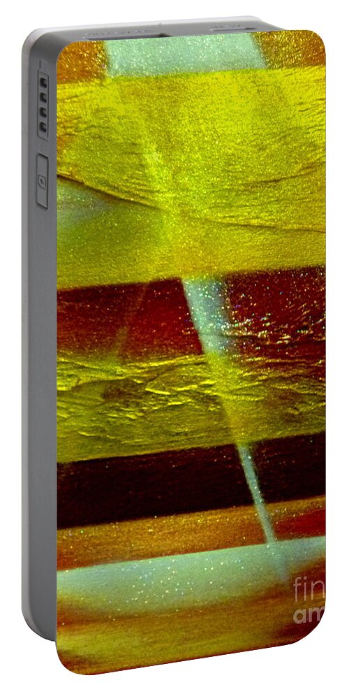 Light.sun.sunrise.sunset.sky.energy.ocean.landscape.hope.passion.lightning. Portable Battery Charger featuring the painting Hope #3 by Kumiko Mayer