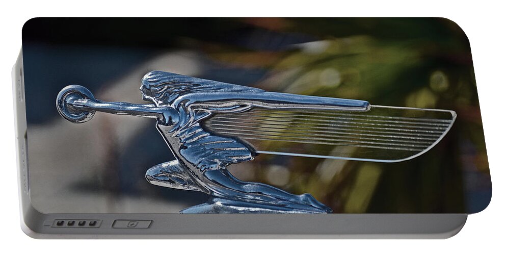 Vintage Cars Portable Battery Charger featuring the photograph 1940 Packard Hood Ornament II by Bill Owen