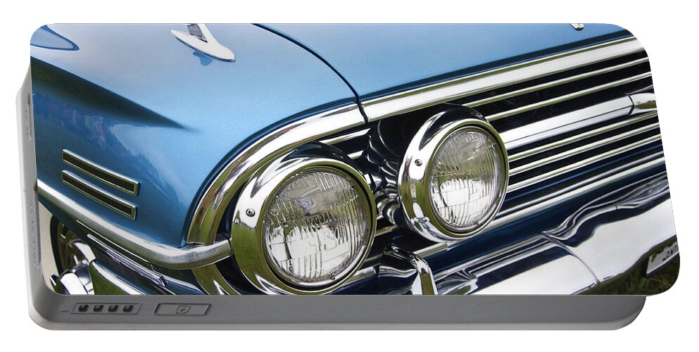 1960 Portable Battery Charger featuring the photograph 1960 Chevrolet Impala Front End by Glenn Gordon