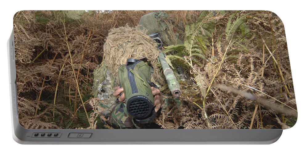 Yowie Suit Portable Battery Charger featuring the photograph A British Army Sniper Team Dressed #2 by Andrew Chittock