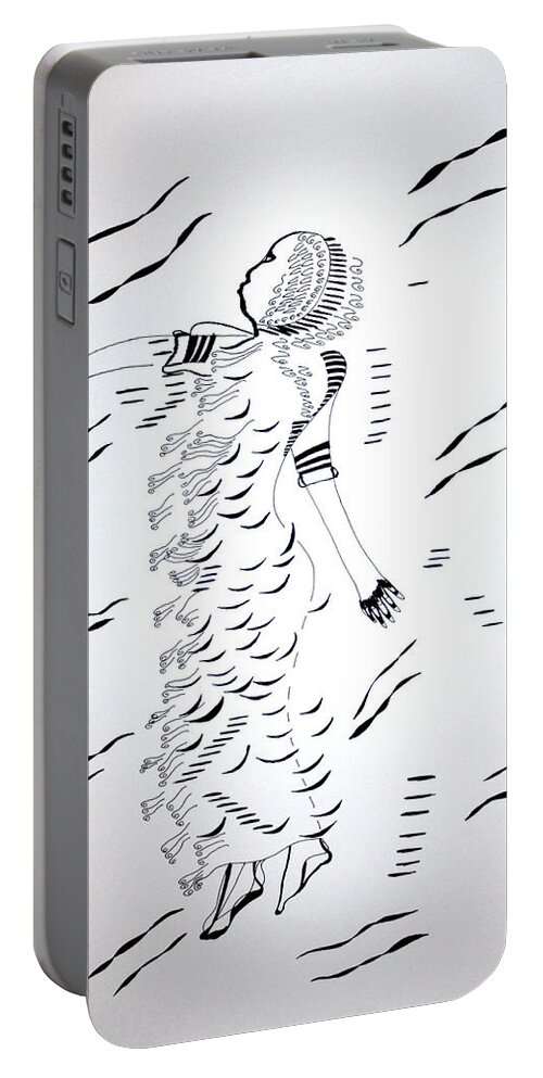 Jesus Portable Battery Charger featuring the drawing Baladi dance - Egypt #2 by Gloria Ssali