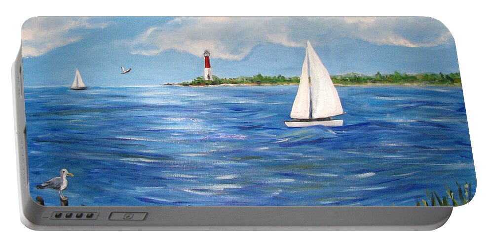 Lighthouse Portable Battery Charger featuring the painting Bayville 3 #2 by Clara Sue Beym