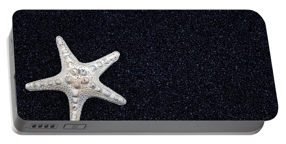 Contrast Portable Battery Charger featuring the photograph Starfish On Black Sand #2 by Joana Kruse