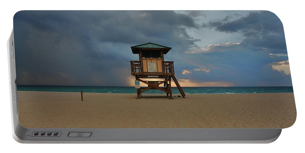 Storm Clouds Beach Portable Battery Charger featuring the photograph 26- Storm Front by Joseph Keane