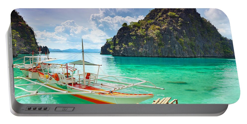 Lagoon Portable Battery Charger featuring the photograph Coron lagoon #3 by MotHaiBaPhoto Prints