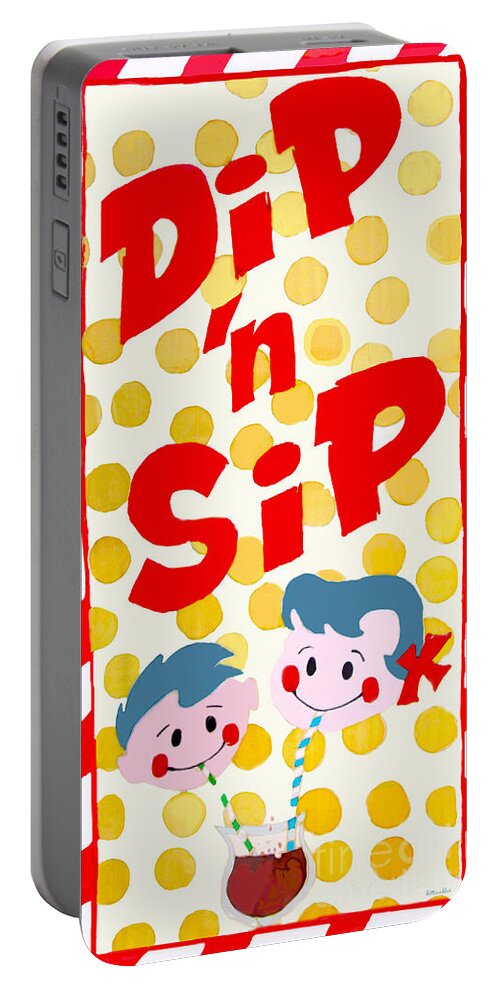 Silk Portable Battery Charger featuring the painting Dip n Sip by Beth Saffer