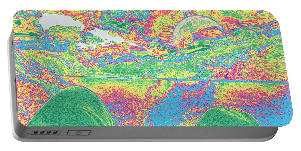 Augusta Stylianou Portable Battery Charger featuring the digital art Space Landscape #70 by Augusta Stylianou