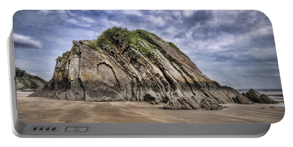 Goscar Rock Tenby Portable Battery Charger featuring the photograph Goscar Rock Tenby #5 by Steve Purnell
