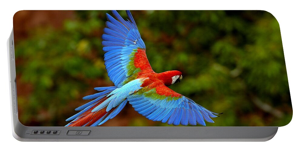 Mp Portable Battery Charger featuring the photograph Red And Green Macaw Ara Chloroptera #5 by Pete Oxford