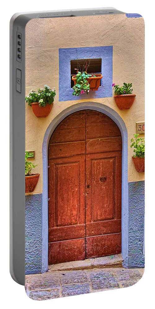 Colorful Portable Battery Charger featuring the photograph A door in Monte Carlo Italy by Fred J Lord