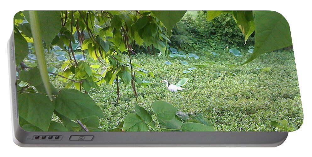 White Egret Portable Battery Charger featuring the photograph A Dot of White by Barbara Plattenburg