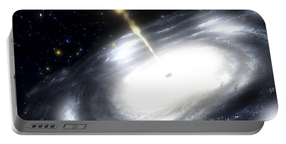 Black Holes Portable Battery Charger featuring the digital art A Rare Galaxy That Is Extremely Dusty by Stocktrek Images