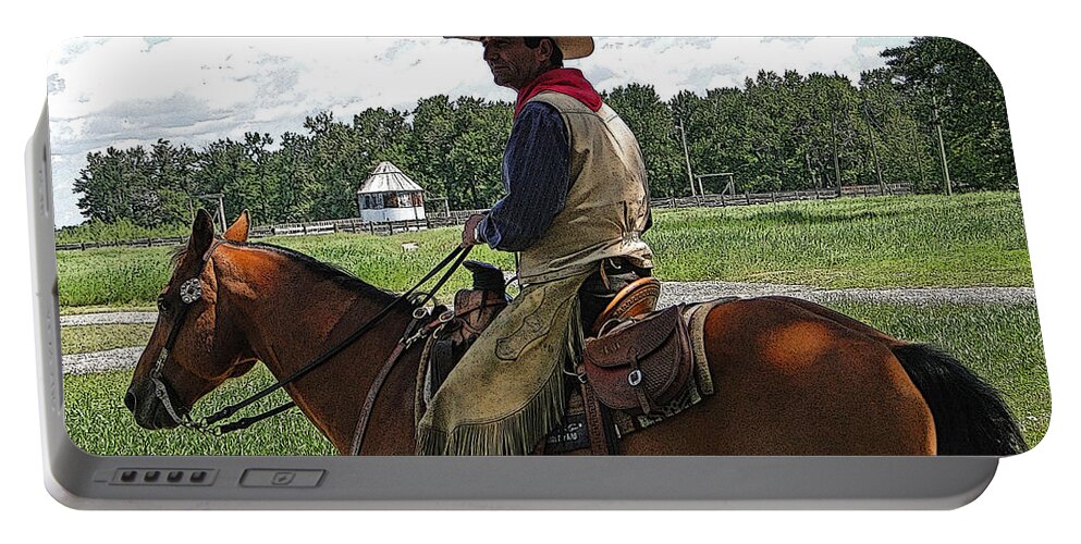 Al Bourassa Portable Battery Charger featuring the photograph A Real Cowboy II by Al Bourassa