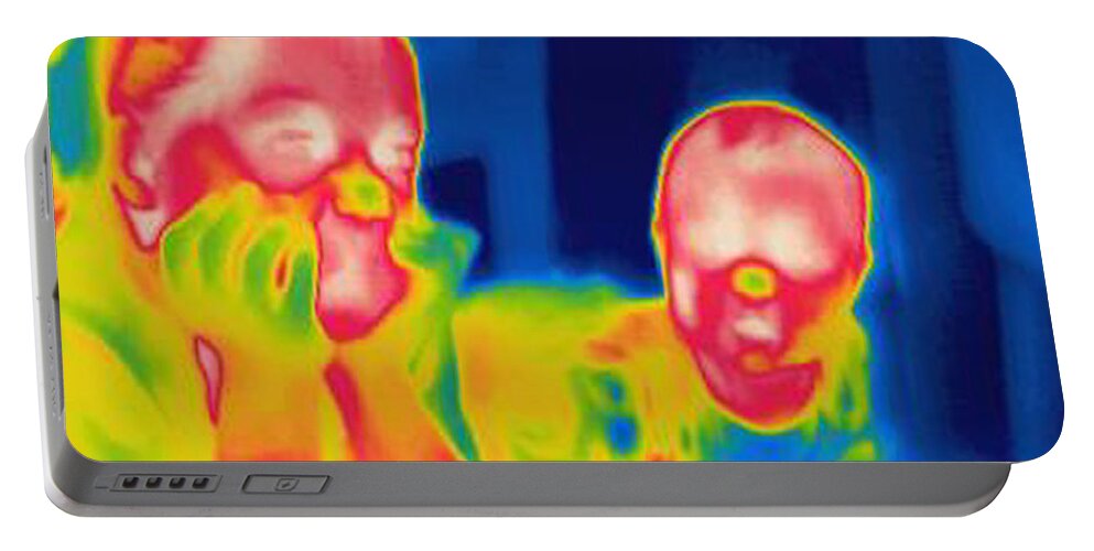 Thermogram Portable Battery Charger featuring the photograph A Thermogram Of Two Children by Ted Kinsman