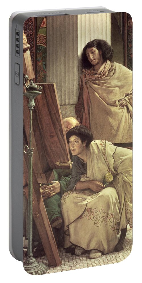 Visit Portable Battery Charger featuring the painting A Visit to the Studio by Lawrence Alma-Tadema