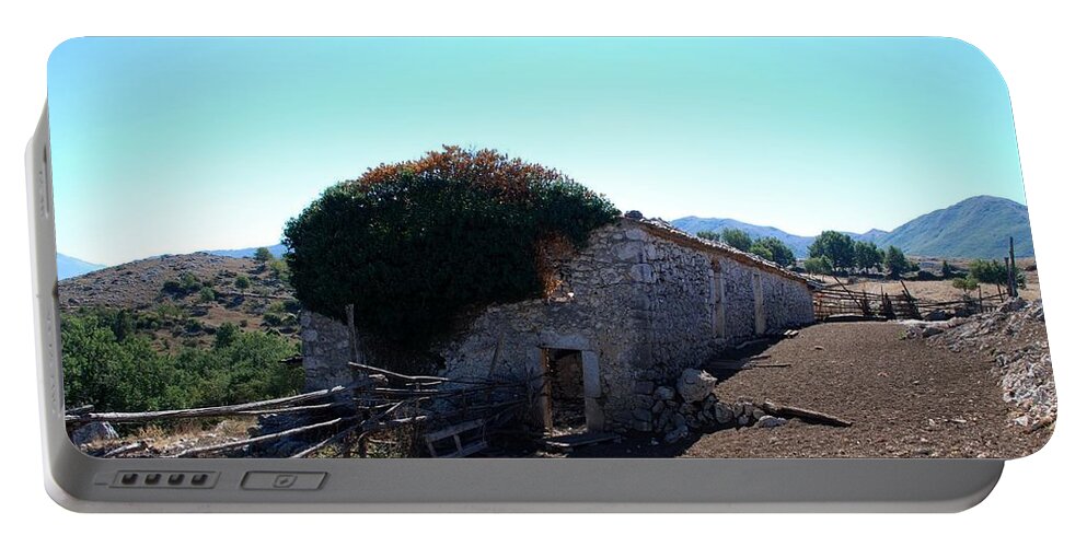 Barn Portable Battery Charger featuring the photograph Abandoned barn in south Italy by Dany Lison