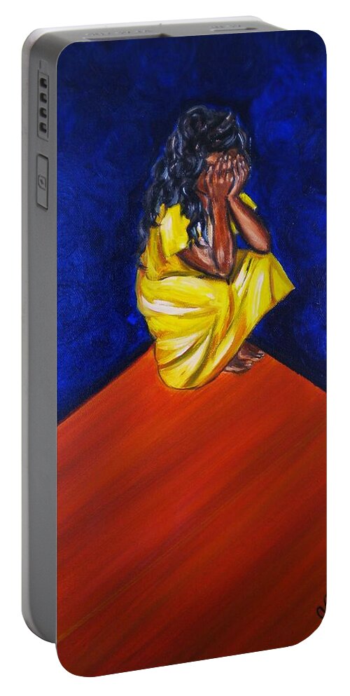 Fears Portable Battery Charger featuring the painting Abandono by Yesi Casanova