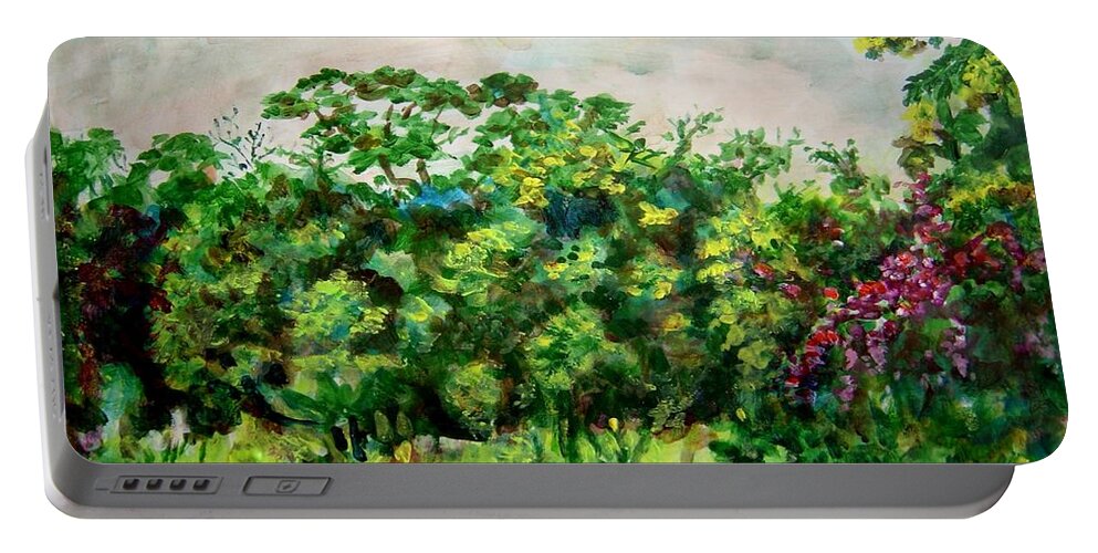 Abstract Portable Battery Charger featuring the painting Abstract Landscape 6 by Usha Shantharam