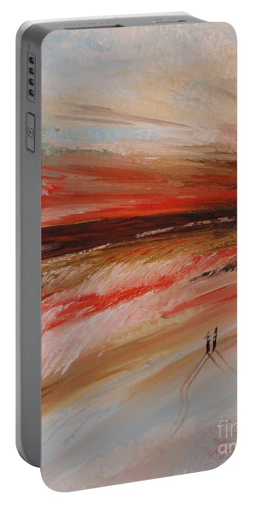 Oil Painting Portable Battery Charger featuring the painting Abstract sunset II by Tatjana Popovska