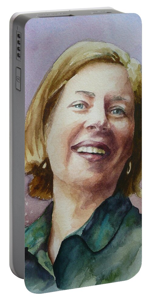 Portrait Painting Portable Battery Charger featuring the painting Adrienne by Anne Gifford