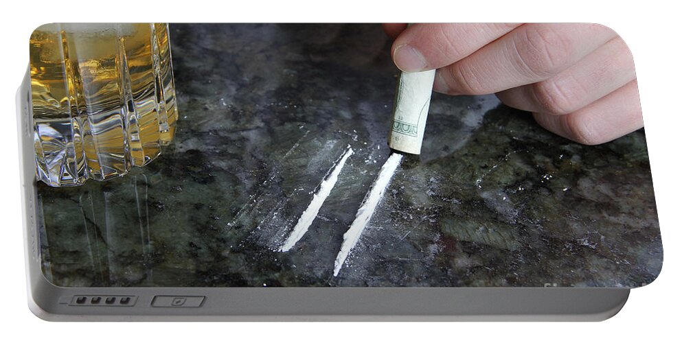 Beverage Portable Battery Charger featuring the photograph Alcohol And Cocaine by Photo Researchers
