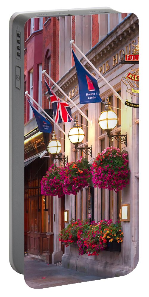 London Portable Battery Charger featuring the photograph All dressed up for the Olympics. by Shirley Mitchell