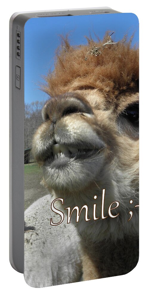 Alpaca Portable Battery Charger featuring the photograph Alpaca Smile by Kim Galluzzo Wozniak