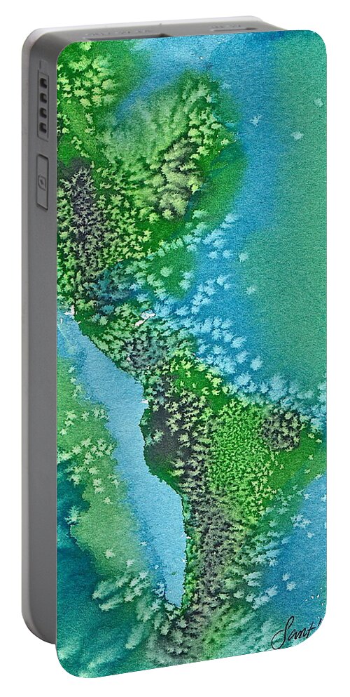 America Portable Battery Charger featuring the painting Americas by Frank SantAgata