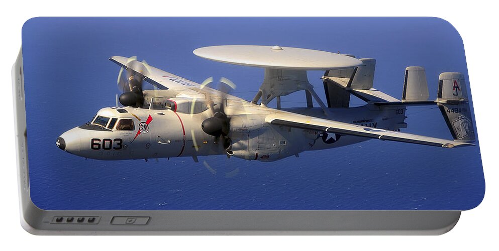 E-2c Hawkeye Portable Battery Charger featuring the photograph An E-2c Hawkeye Flying Over The Pacific by Stocktrek Images