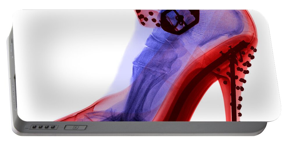 Shoe Portable Battery Charger featuring the photograph An X-ray Of A Foot In A High Heel Shoe by Ted Kinsman