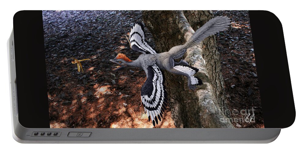 Paleoart Portable Battery Charger featuring the digital art Anchiornis huxleyi by Julius Csotonyi
