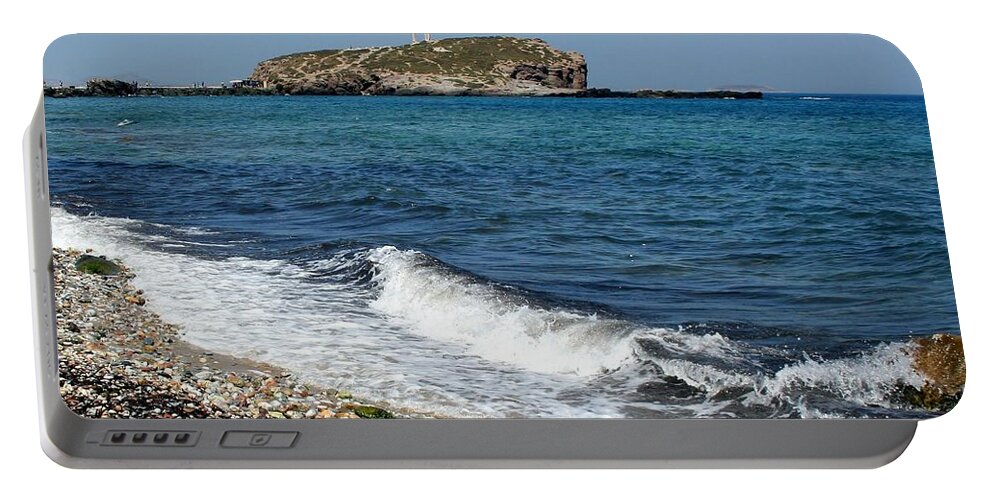 Beach Portable Battery Charger featuring the photograph Ancient Arch of Apollo in Greece by Sabrina L Ryan
