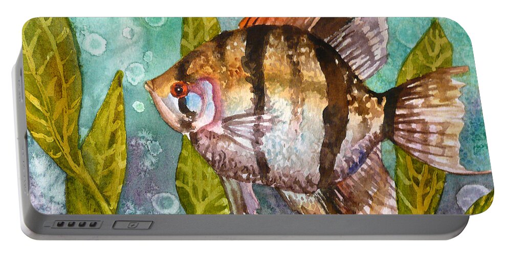 Angelfish Painting Portable Battery Charger featuring the painting Angelfish by Anne Gifford