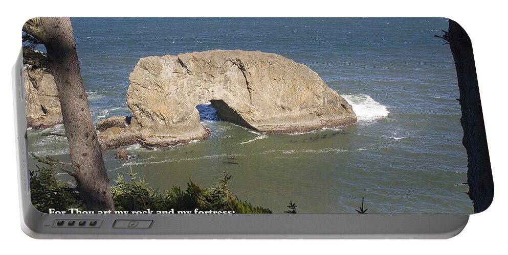 Northwest Inspirationals Portable Battery Charger featuring the photograph Arch Rock by Mick Anderson