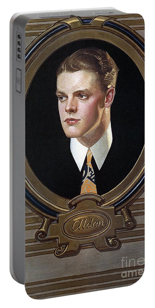 1922 Portable Battery Charger featuring the photograph Arrow Shirt Collar Ad, 1922 by Granger