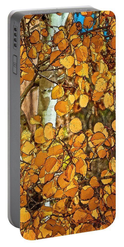 Santa Portable Battery Charger featuring the digital art Aspens Gold by Charles Muhle