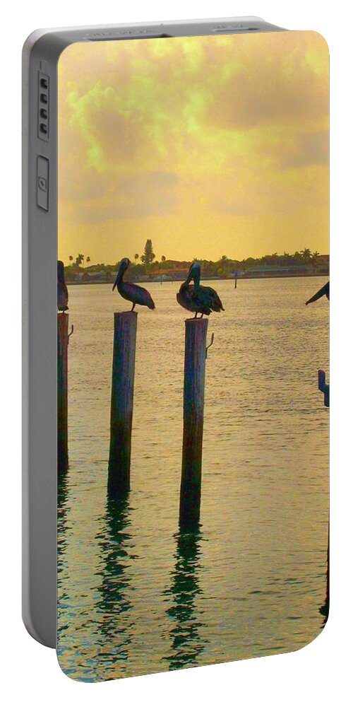 Pelican Portable Battery Charger featuring the photograph At The Pier by Megan Ford-Miller