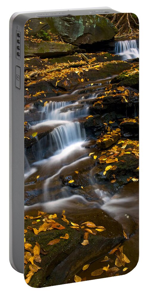 Ricketts Glen Portable Battery Charger featuring the photograph Autumn Falls - 72 by Paul W Faust - Impressions of Light