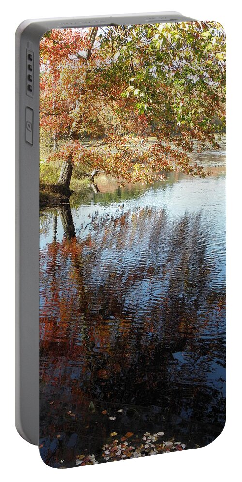 Autumn Portable Battery Charger featuring the photograph autumn reflections in CT by Kim Galluzzo