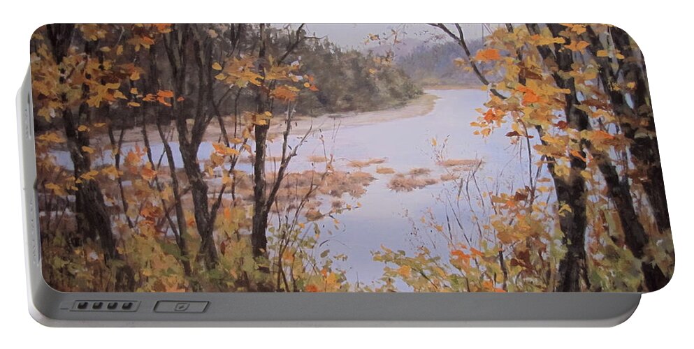 Autumn Portable Battery Charger featuring the painting Autumn Splash by Karen Ilari