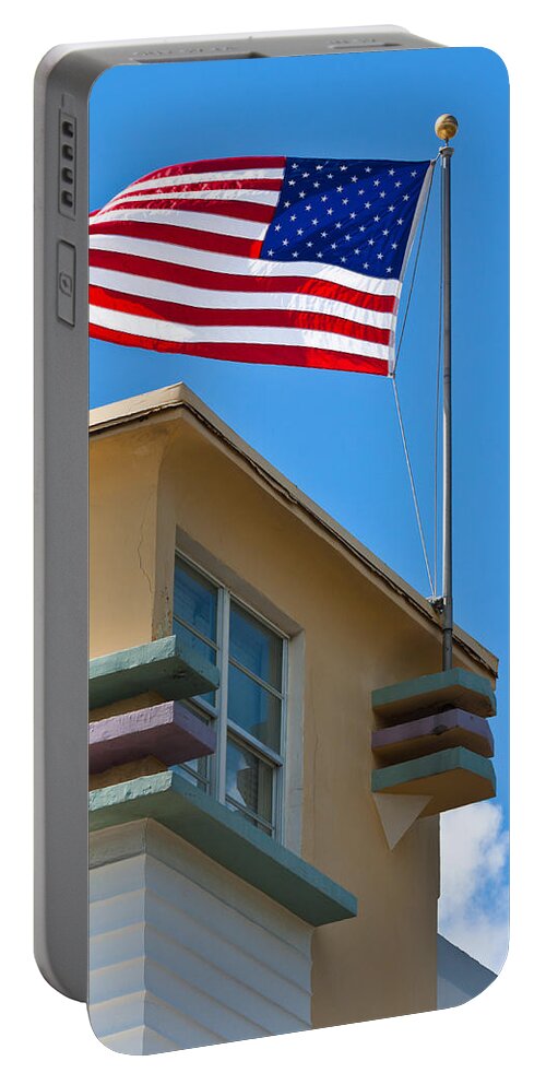 Architectural Features Portable Battery Charger featuring the photograph Avalon Hotel in Miami Beach by Ed Gleichman