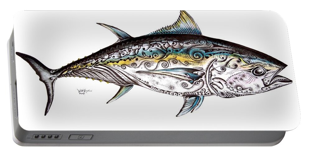 Blue Fin Portable Battery Charger featuring the painting Beautiful Blue Fin by J Vincent Scarpace