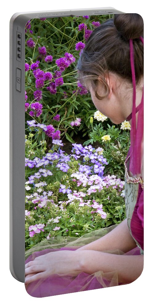 Girl Portable Battery Charger featuring the photograph Belle In The Garden by Angelina Tamez