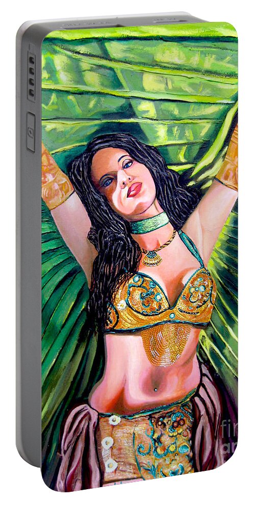 Girl Portable Battery Charger featuring the painting Belly Dancer by Jose Manuel Abraham