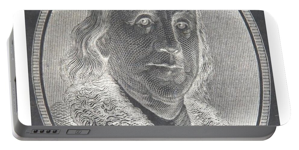 Ben Franklin Portable Battery Charger featuring the photograph BEN FRANKLIN in NEGATIVE by Rob Hans
