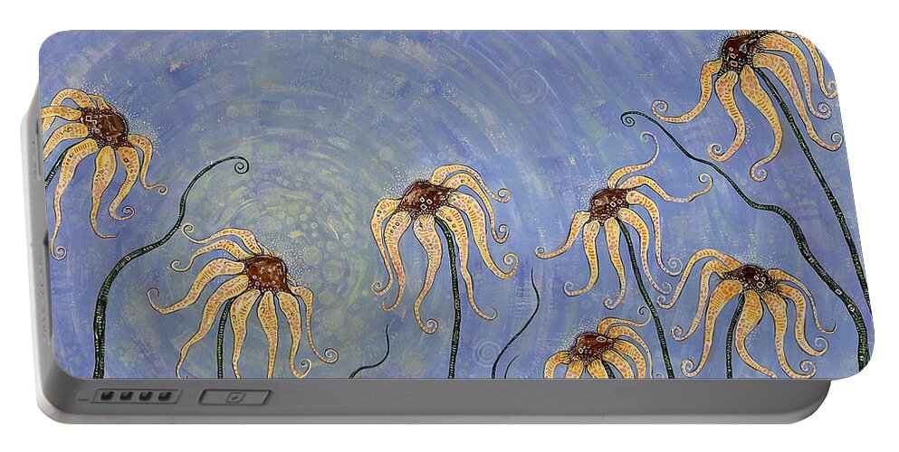 Floral Portable Battery Charger featuring the painting Big Blue Sky by Tanielle Childers